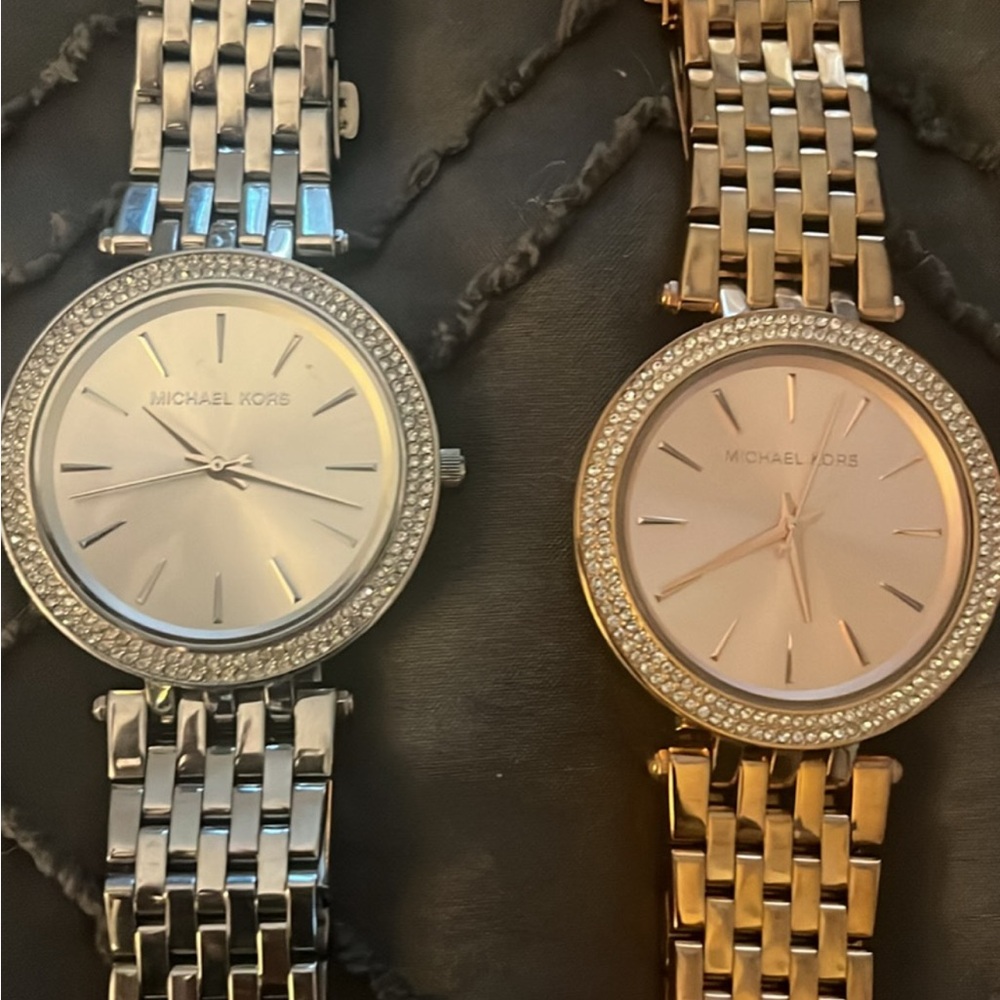 Michael Kors Silver and Gold Watches with Minimalist Design